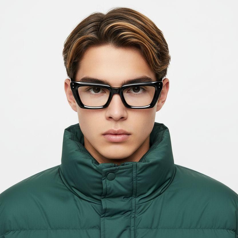 Schmetterlingsbrille aus schwarzem Acetat #BS2607-0260