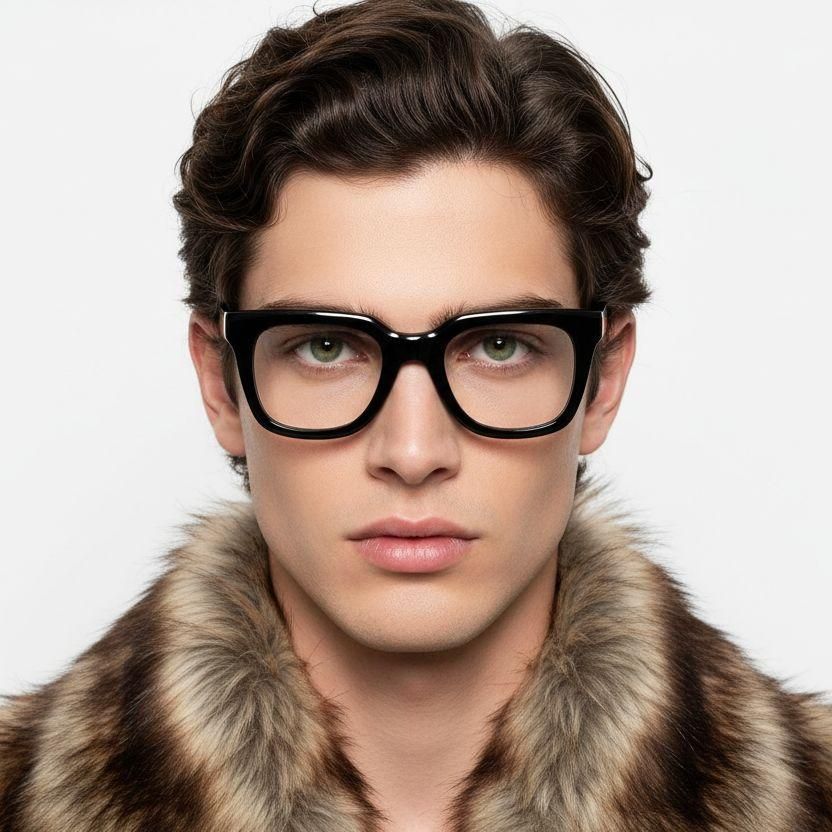 Rectangular Black Acetate Glasses #BS2607-0265