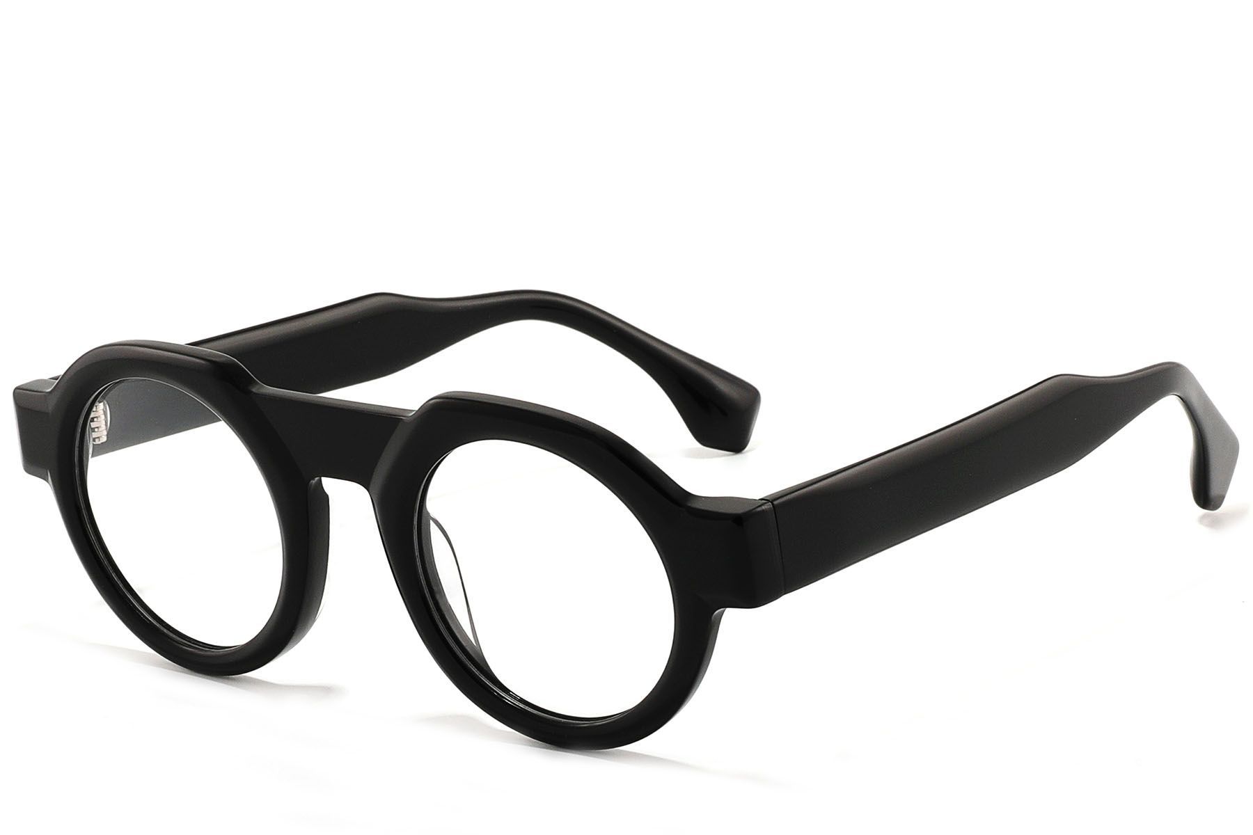 Round Black Acetate Glasses #BS2607-0268