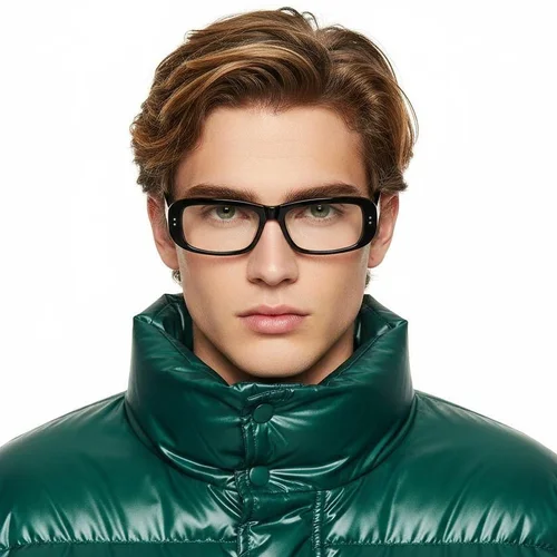 Lunettes rectangulaires en acétate noir #BS2607-0286
