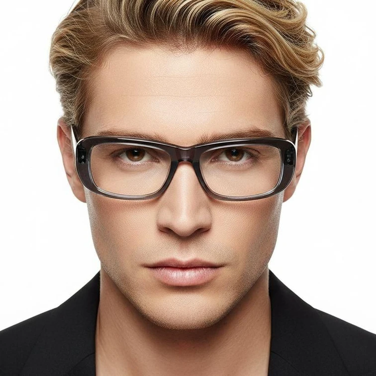 Rectangular Gray Acetate Glasses #BS2607-0287