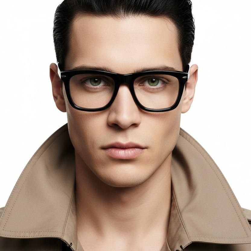 Gafas rectangulares de acetato negro #BS2607-0298