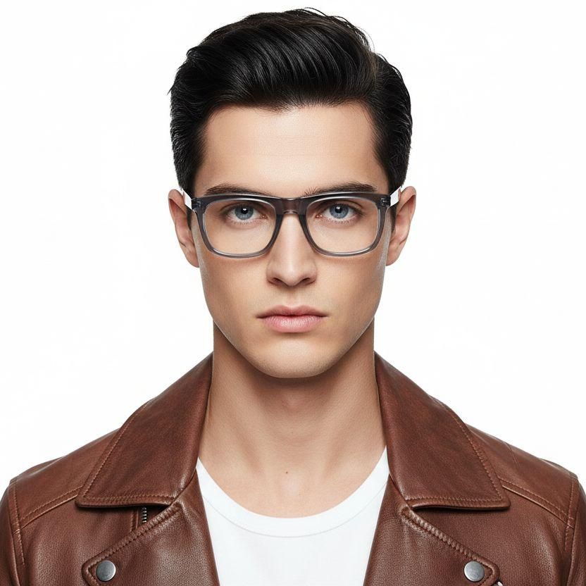 Lunettes rectangulaires en acétate gris #BS2607-0300