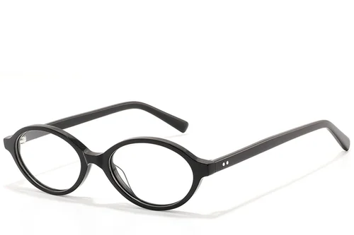 Lunettes ovales en acétate noir #BS2607-0309
