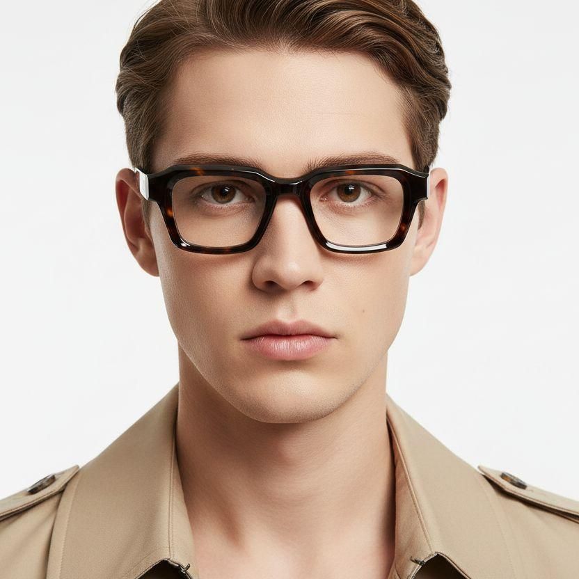 Rectangular Tortoiseshell Acetate Glasses #BS2607-0317