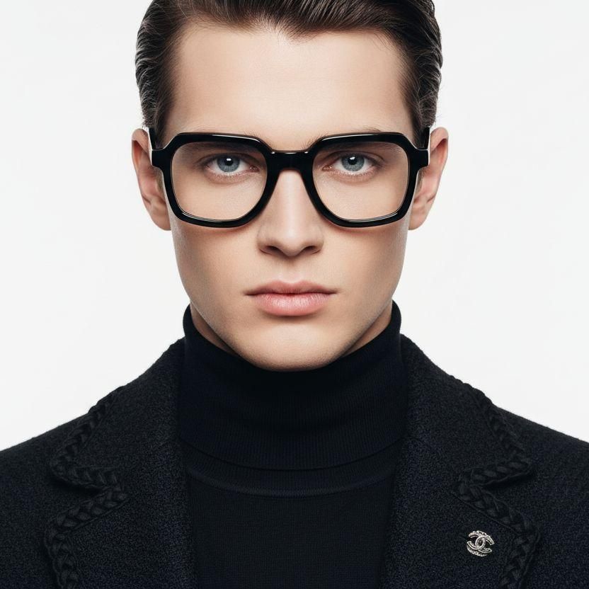 Rectangular Black Acetate Glasses #BS2607-0319