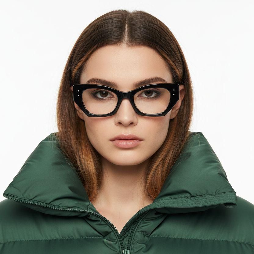 Gafas geométricas de acetato negro #BS2607-0328