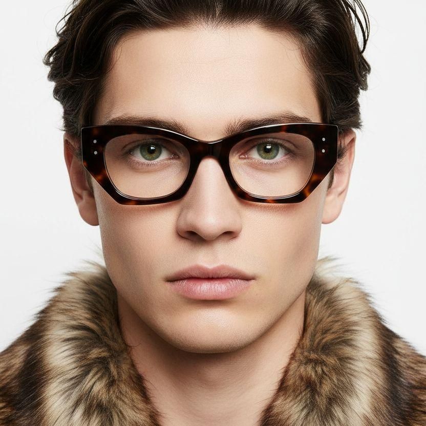 Geometrische Schildpatt-Acetatbrille #BS2607-0330