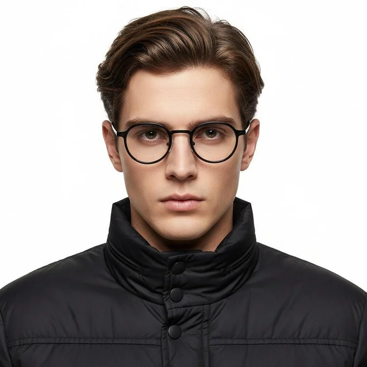 Gafas redondas de acetato negro #BS2607-0334