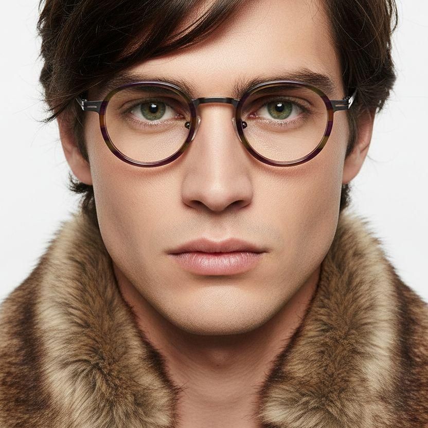 Round Brown Acetate Glasses #BS2607-0336