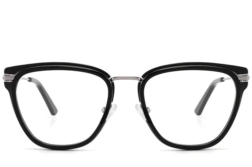 Lunettes rectangulaires en acétate noir #BS2607-0340