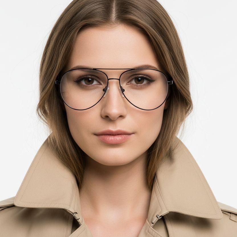 Aviator Black Acetate Glasses #BS2607-0345