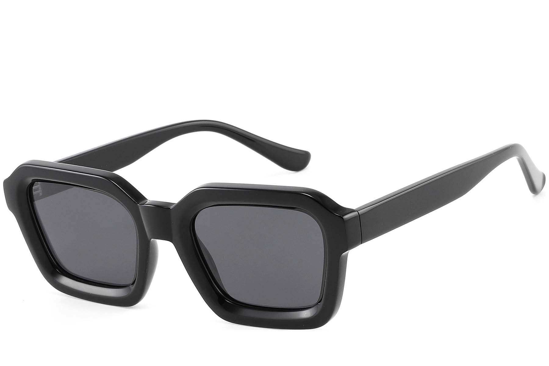 Rectangular Black Acetate Sunglasses #BS2607-0350
