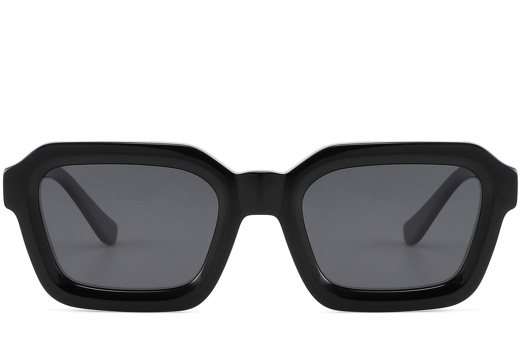 Rectangular Black Acetate Sunglasses #BS2607-0350