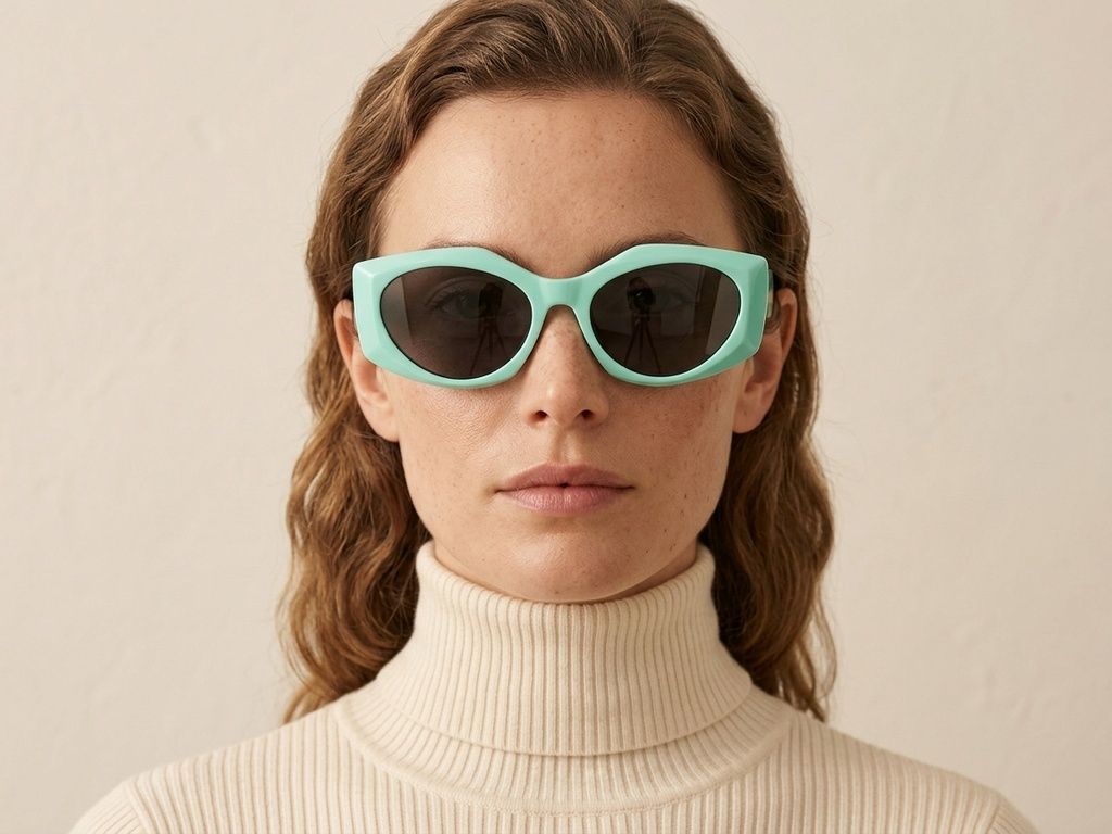 Lunettes de soleil papillon en acétate bleu #BS2607-0351