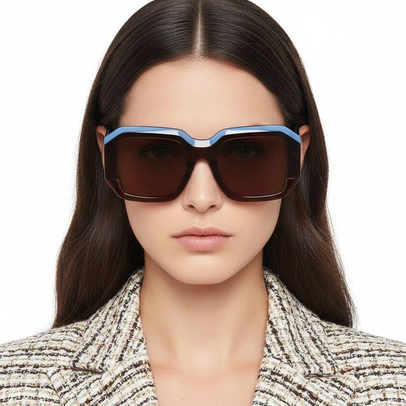 Rectangular Brown Acetate Sunglasses #BS2607-0352