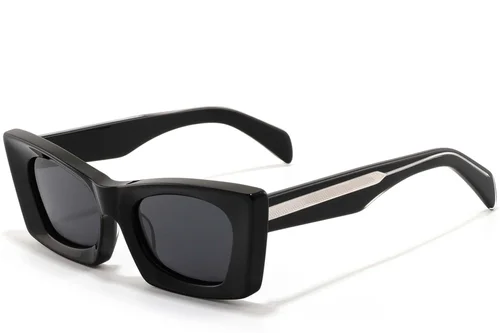Lunettes de soleil papillon en acétate noir #BS2607-0356