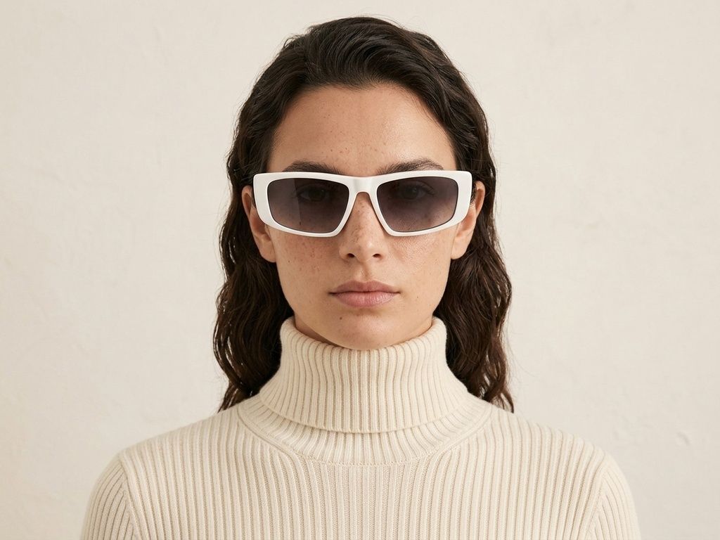 Gafas de sol de acetato blanco estilo aviador n.° BS2607-0359