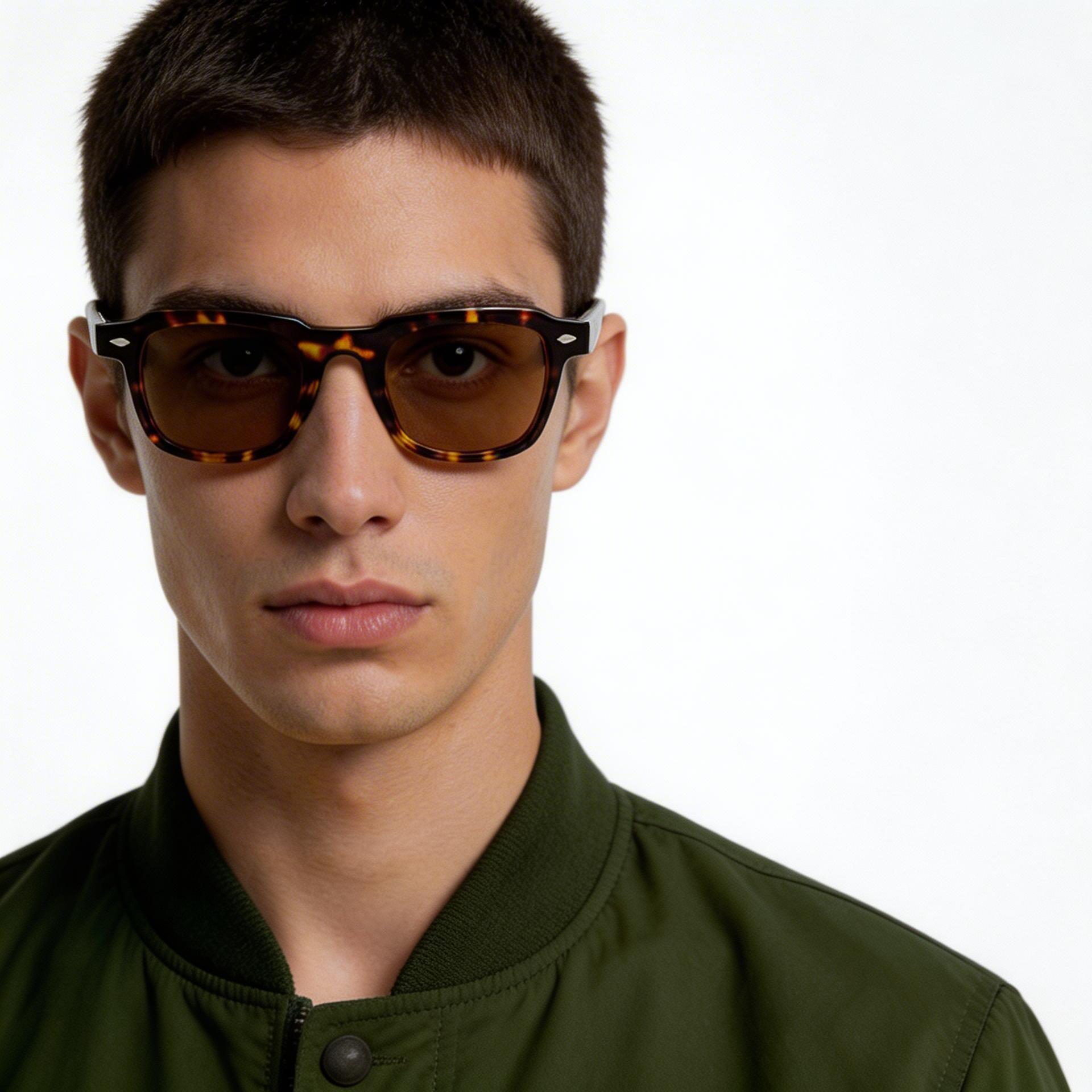 Rechthoekige zonnebril van schildpadacetaat #BS2607-0364