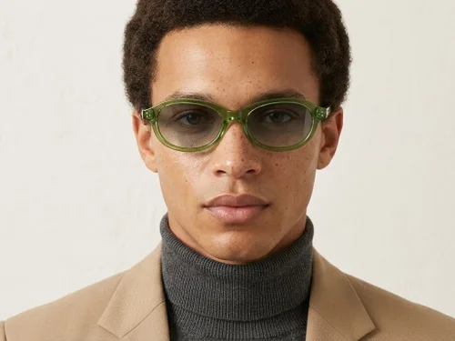 Lunettes de soleil ovales en acétate vert #BS2607-0369