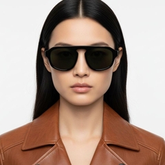 Aviator zonnebril van zwart acetaat #BS2607-0373