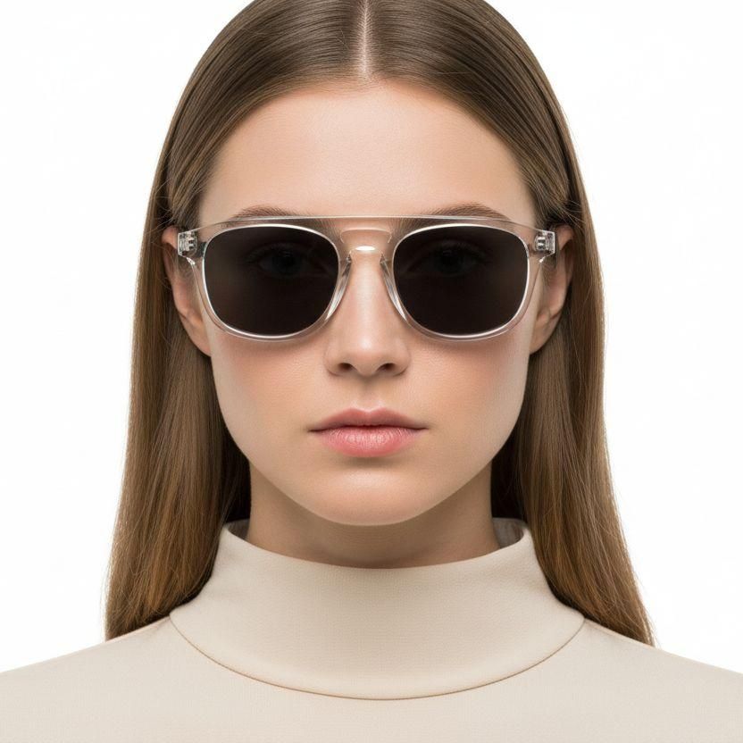 Aviator-Sonnenbrille aus transparentem Acetat #BS2607-0374