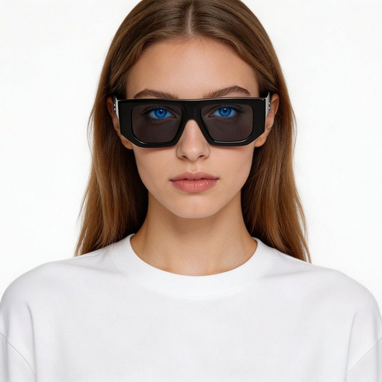 Lunettes de soleil aviateur en acétate noir #BS2607-0376