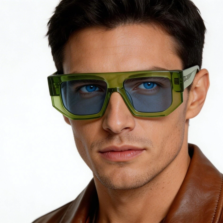 Lunettes de soleil aviateur en acétate vert #BS2607-0377