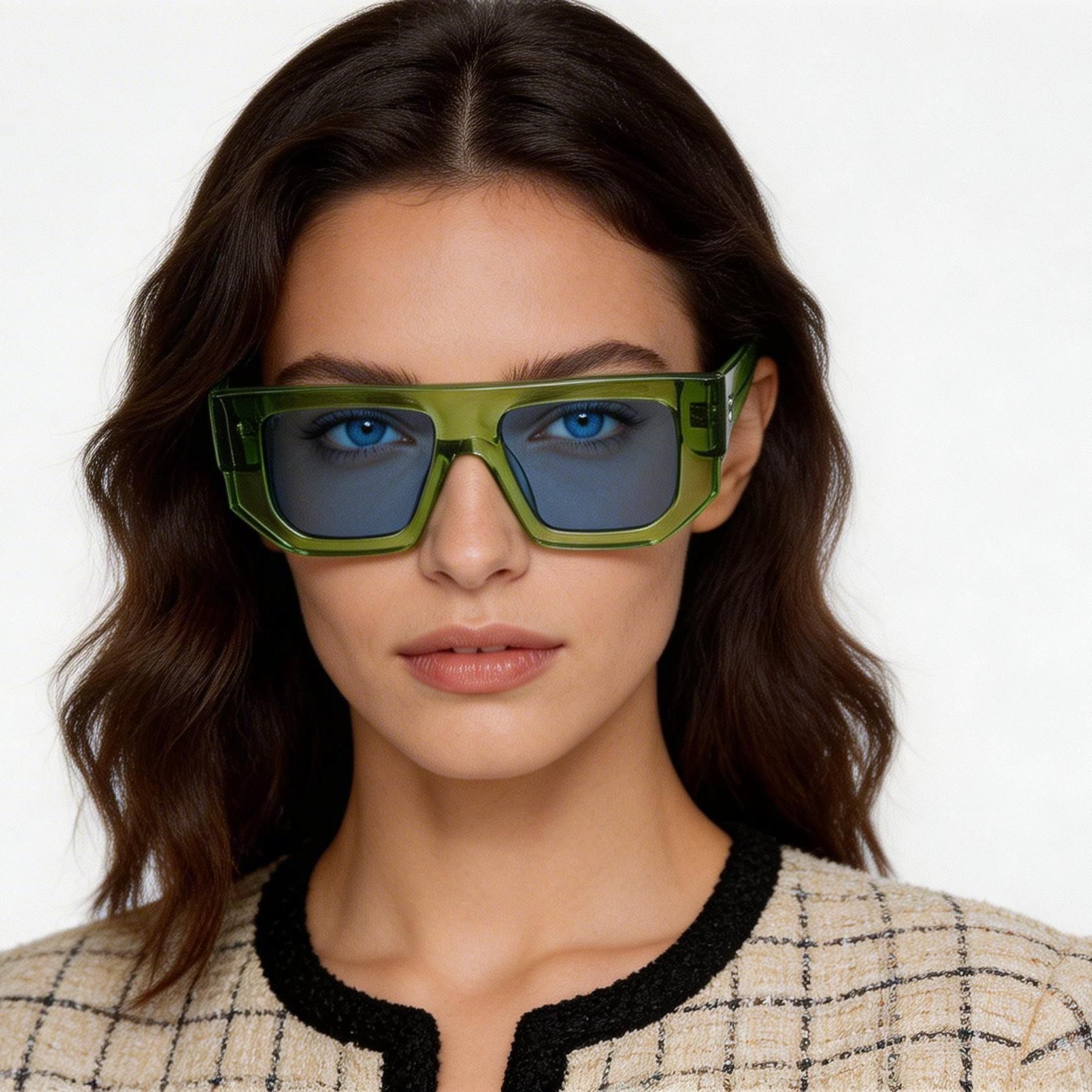 Aviator Green Acetate Sunglasses #BS2607-0377