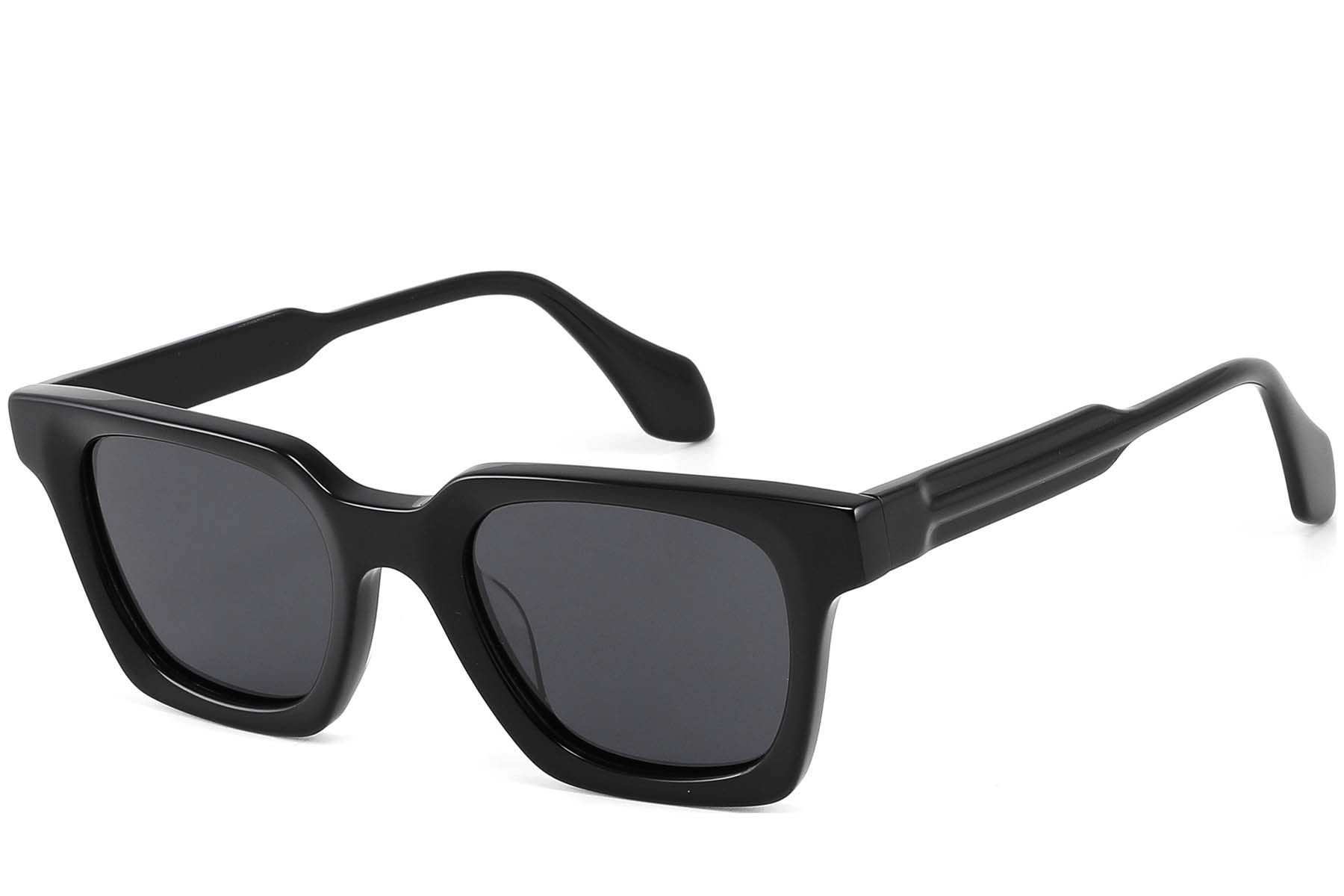 Rectangular Black Acetate Sunglasses #BS2607-0379