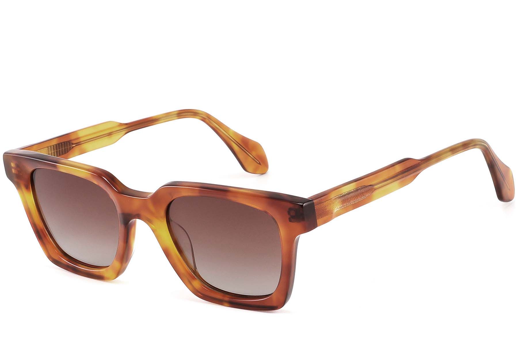 Rectangular Brown Acetate Sunglasses #BS2607-0382