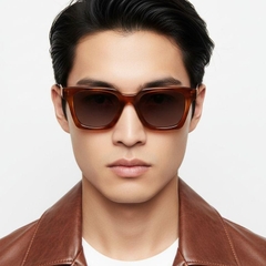 Rectangular Brown Acetate Sunglasses #BS2607-0382