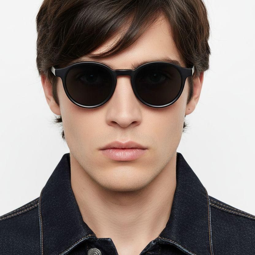 Oval Black Acetate Sunglasses #BS2607-0386