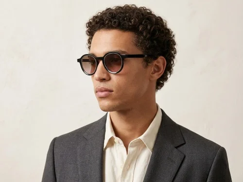 Lunettes de soleil ovales en acétate noir #BS2607-0387