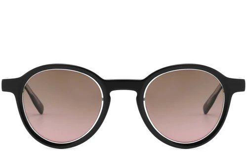 Lunettes de soleil ovales en acétate noir #BS2607-0387