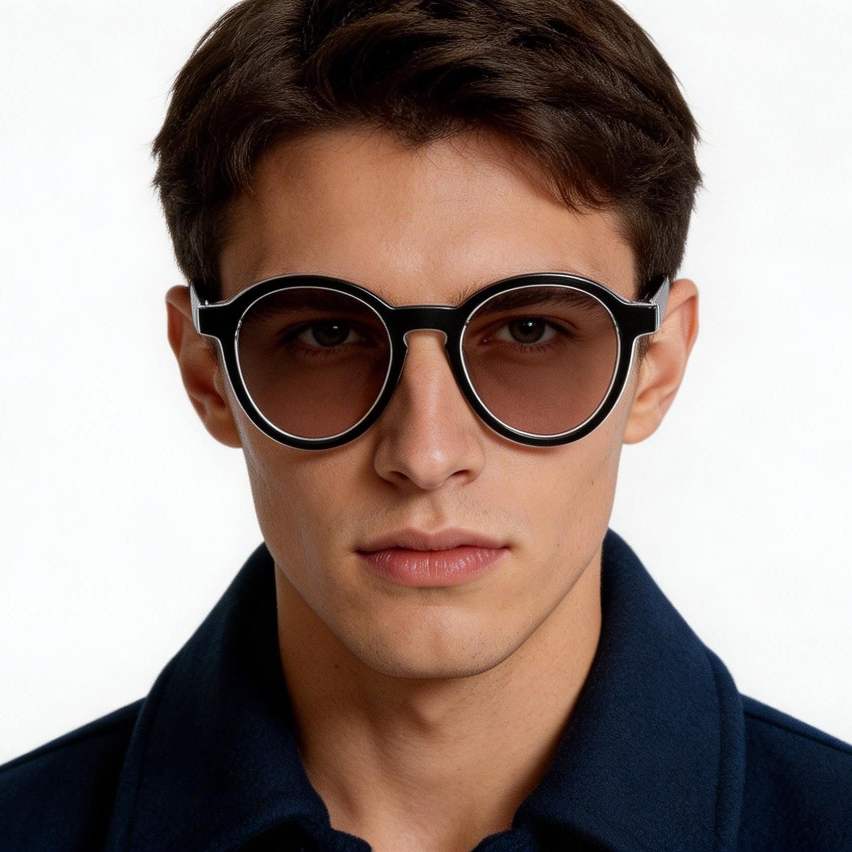 Oval Black Acetate Sunglasses #BS2607-0387