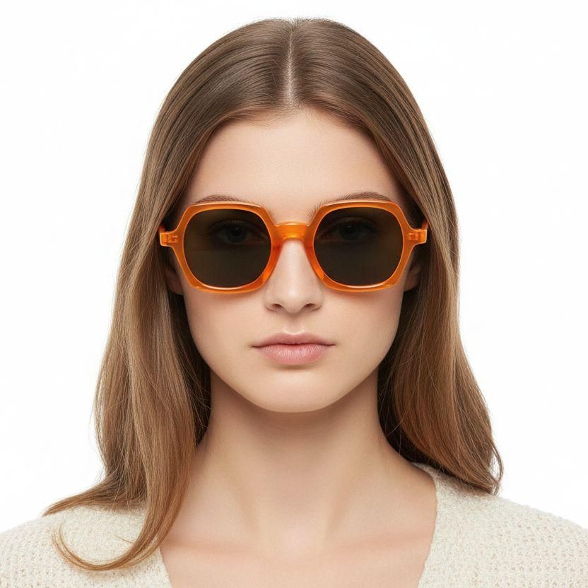 Geometric Orange Acetate Sunglasses #BS2607-0391