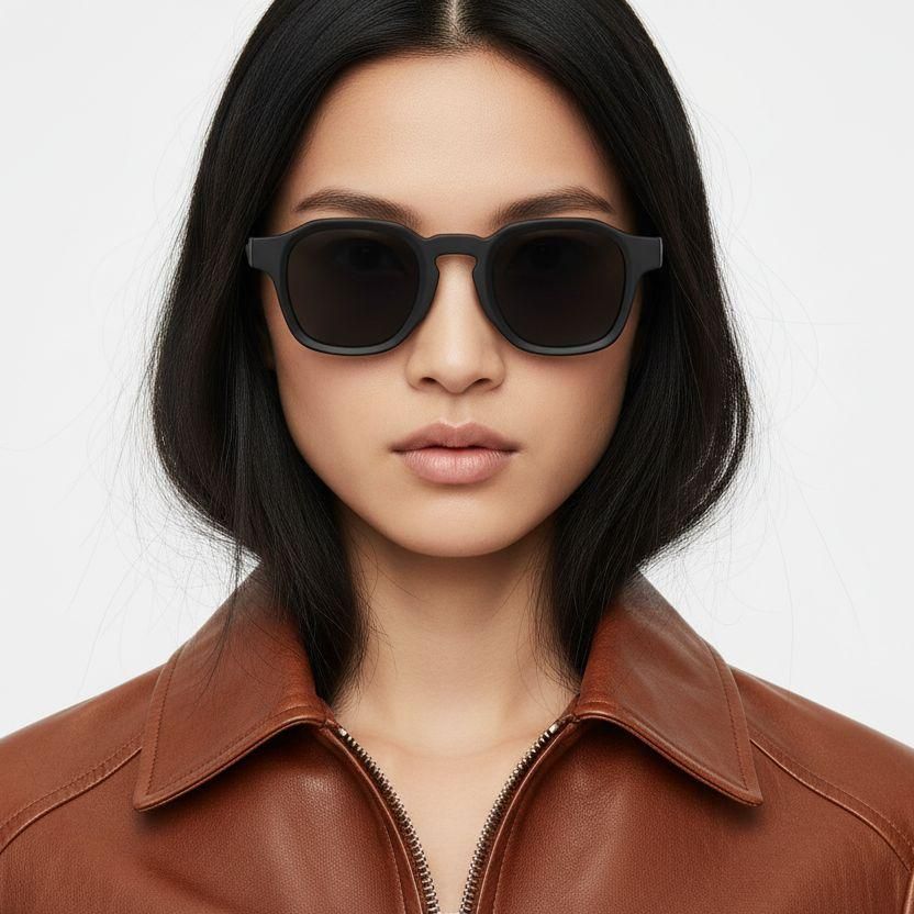 Rectangular Black Acetate Sunglasses #BS2607-0393