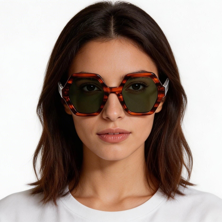Geometric Tortoiseshell Acetate Sunglasses #BS2607-0397