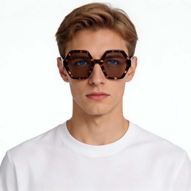 Geometric Tortoiseshell Acetate Sunglasses #BS2607-0399