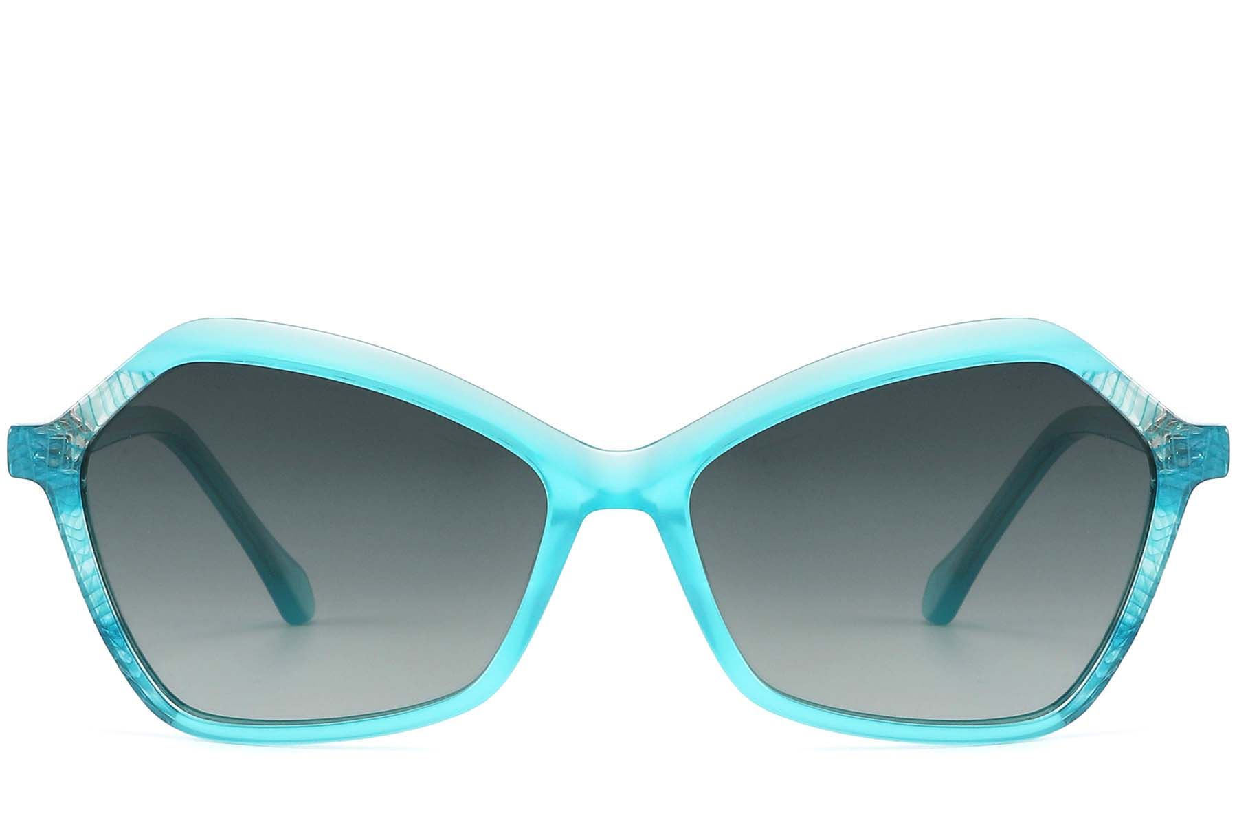 Occhiali da sole geometrici in acetato blu #BS2607-0400