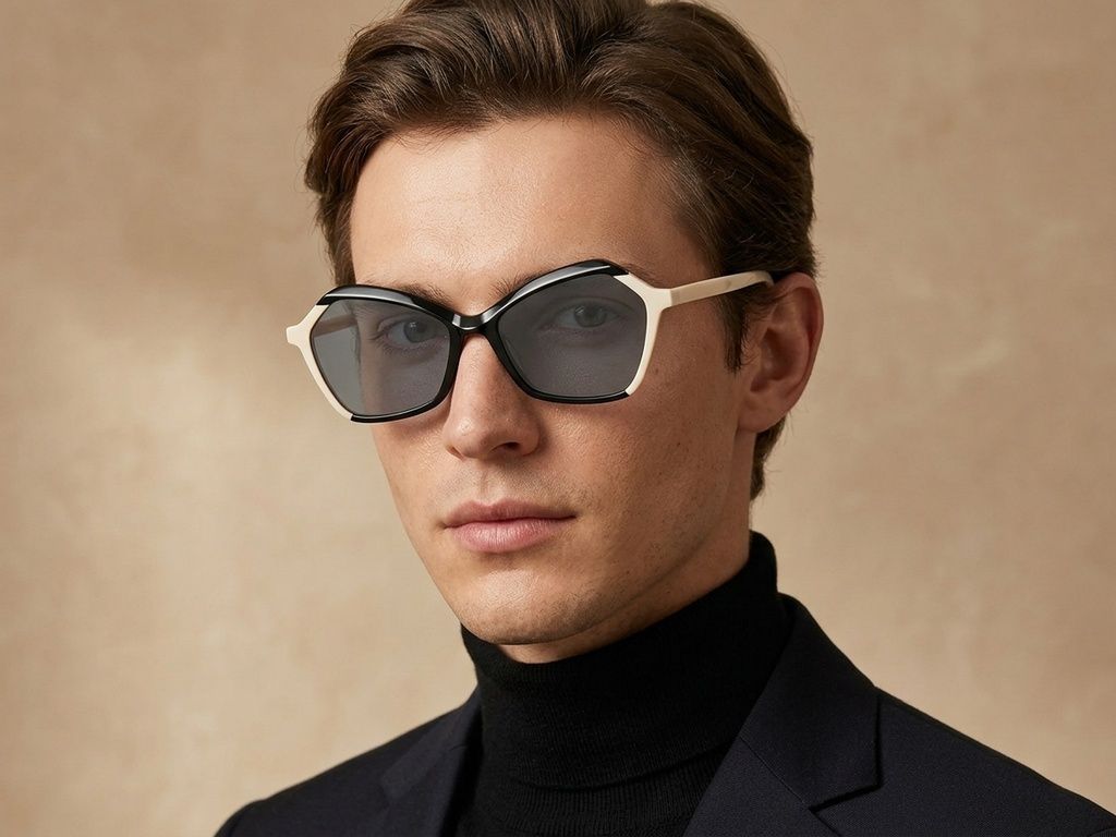 Geometric Black Acetate Sunglasses #BS2607-0401