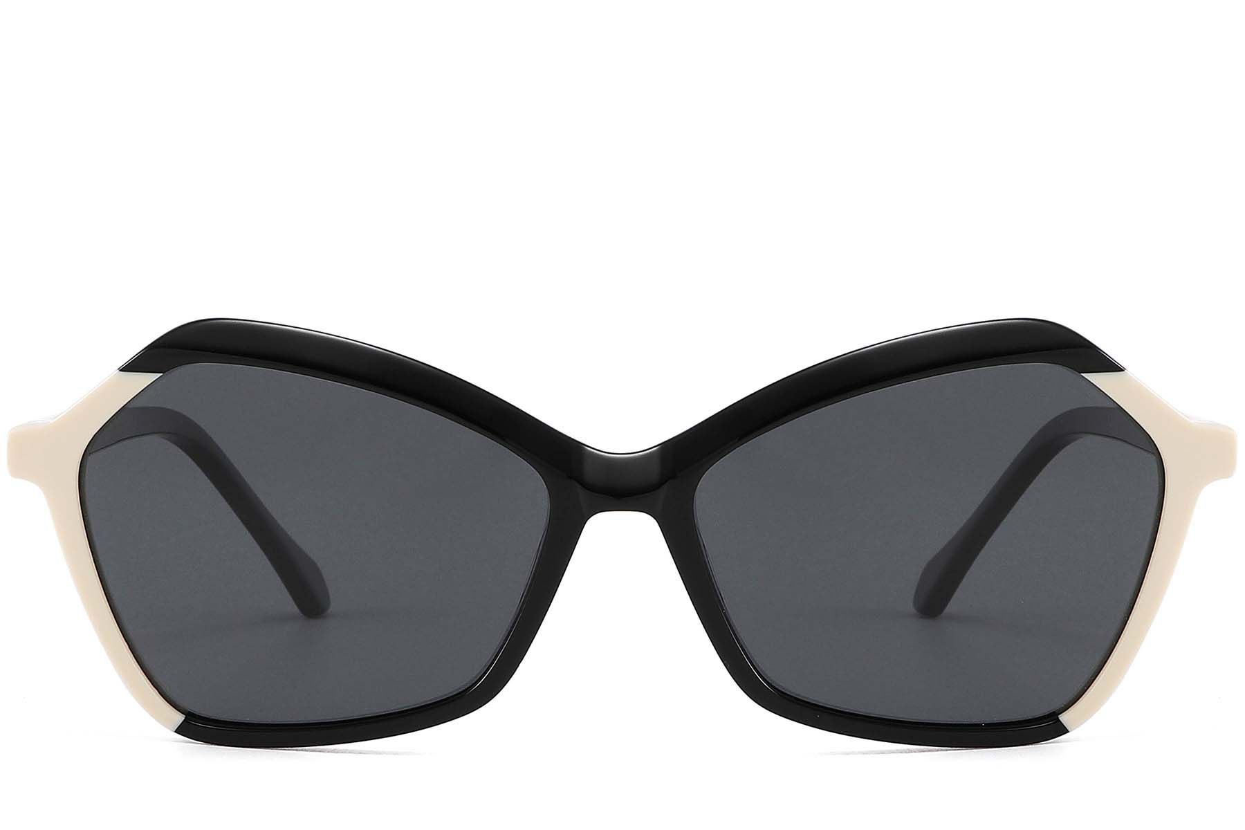 Geometric Black Acetate Sunglasses #BS2607-0401