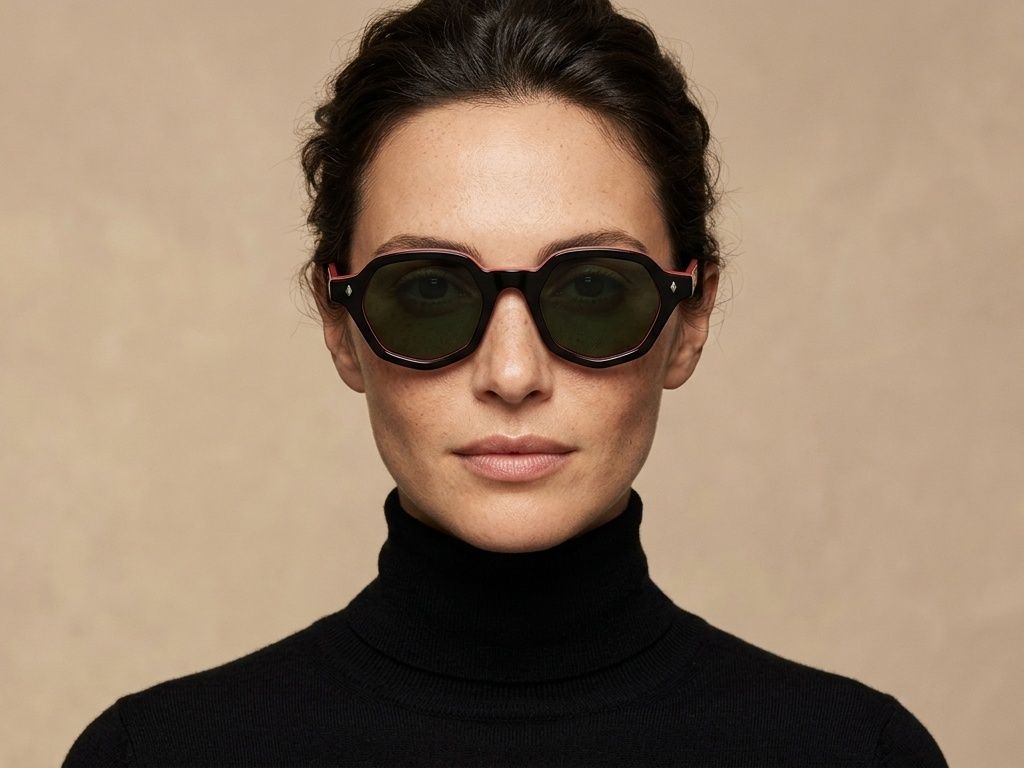 Geometric Black Acetate Sunglasses #BS2607-0403