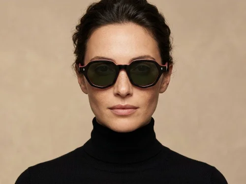Lunettes de soleil géométriques en acétate noir #BS2607-0403