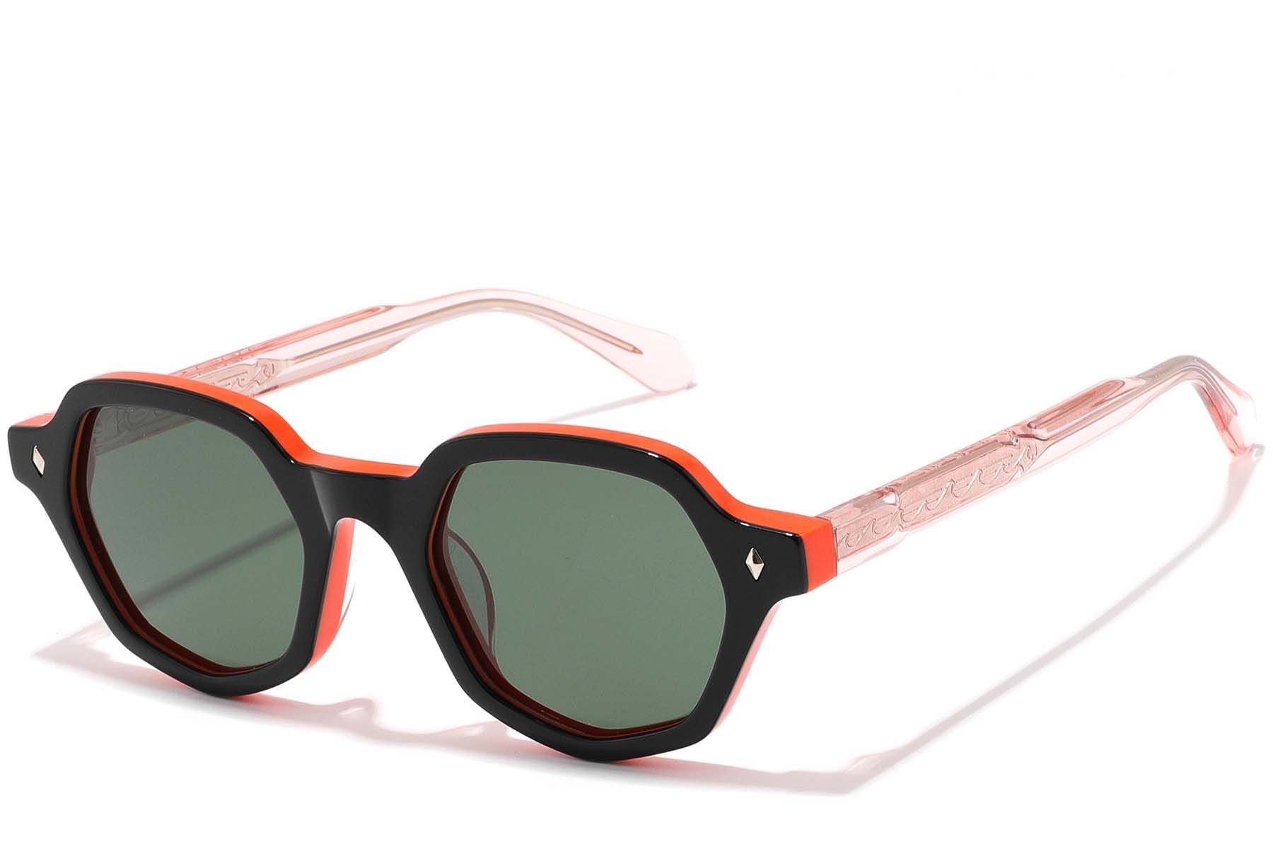 Geometric Black Acetate Sunglasses #BS2607-0403