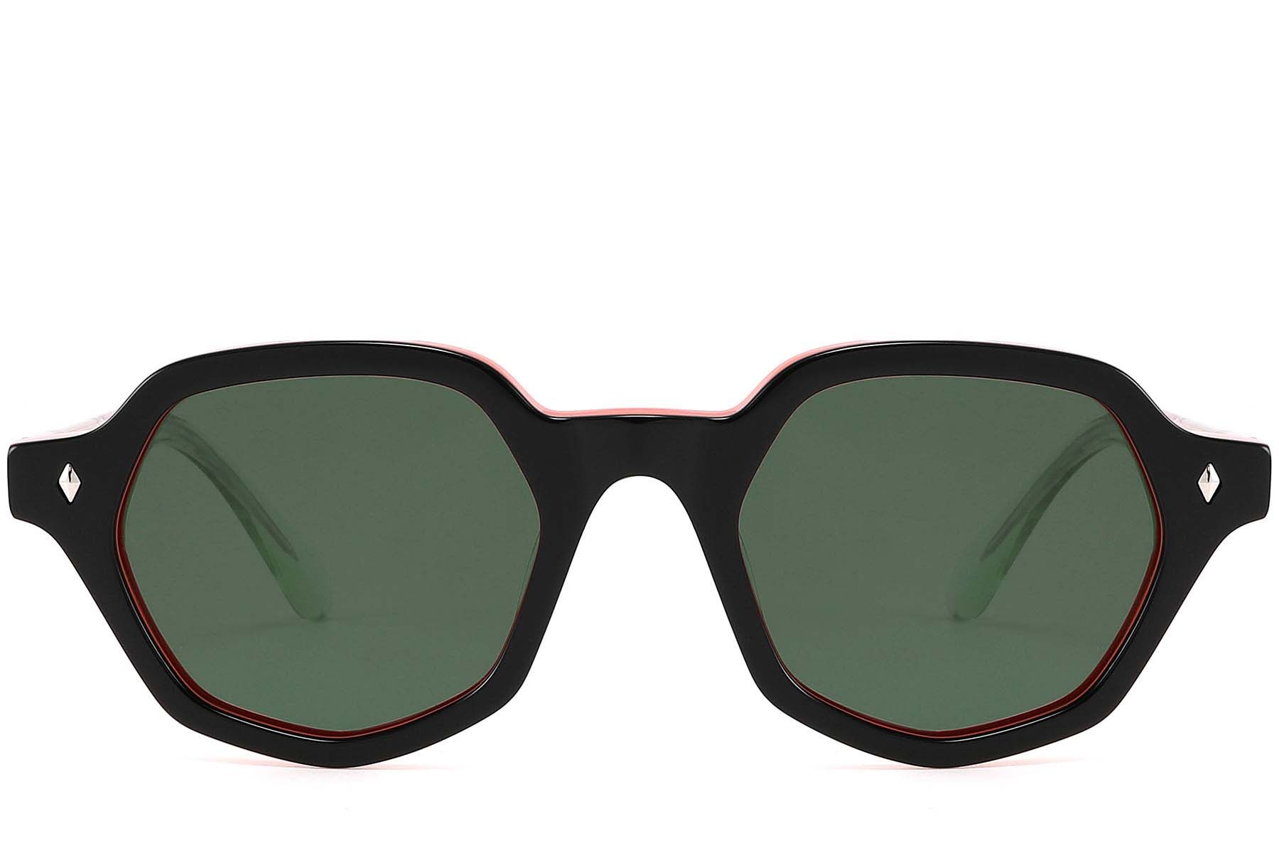 Geometric Black Acetate Sunglasses #BS2607-0403