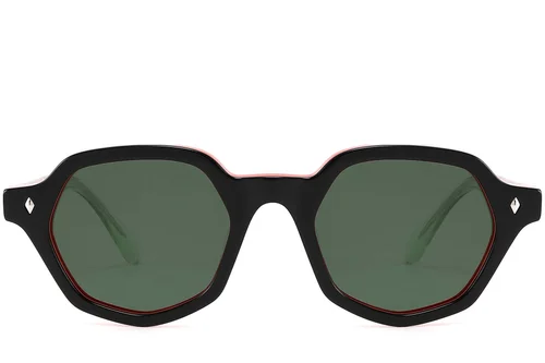 Lunettes de soleil géométriques en acétate noir #BS2607-0403