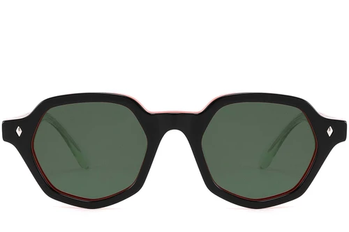 Geometric Black Acetate Sunglasses #BS2607-0403