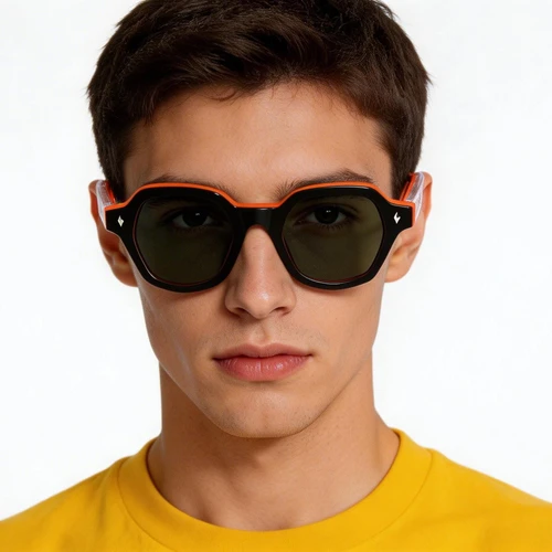 Gafas de sol geométricas de acetato negro n.° BS2607-0403
